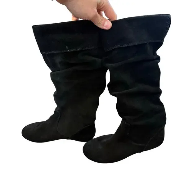 Gianni Bini Knee High Slouch Boots Women's Black Suede Size 8? Worn Very Little - Picture 1 of 8
